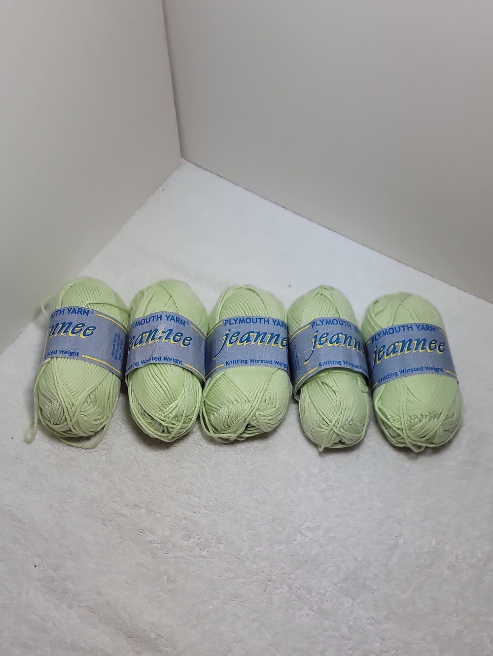 Plymouth Yarn Jeannee Light Green Knitting Worsted Weight Yarn - 5 Skeins - NWT